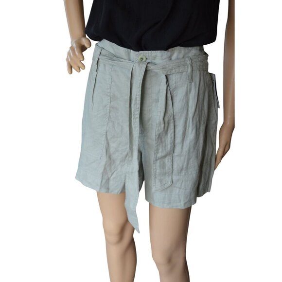NWT Lauren Ralph Lauren Women's Belted 100% Linen Shorts Size 4 Ranch Sage Green - Picture 2 of 7